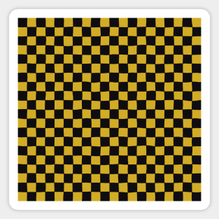 Wonky Checkerboard, Black and Gold Magnet